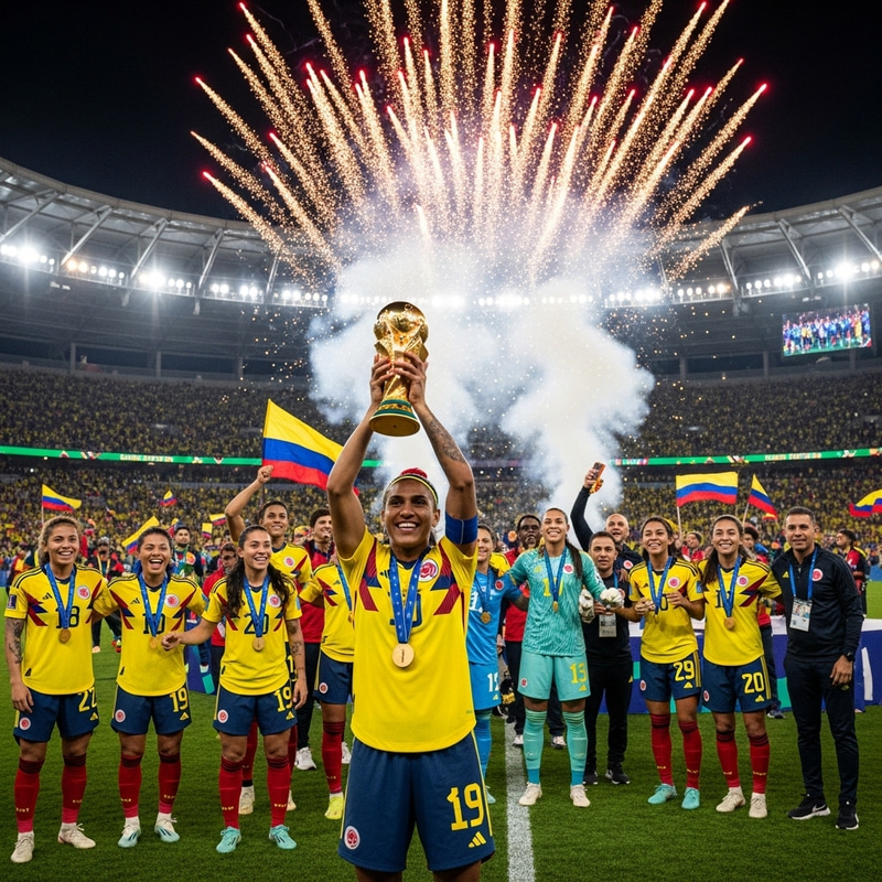 Colombia Wins World Cup: Joyful Moment with Fans and Trophy Colombia Wins World Cup: Joyful Moment with Fans and Trophy