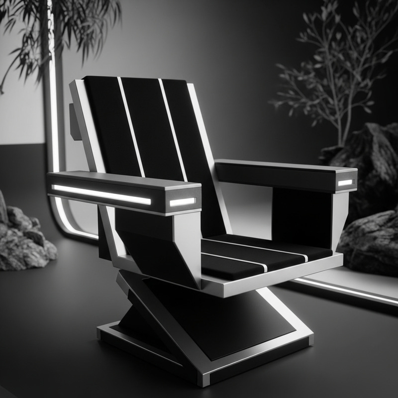 Artistic Chair Design with Futuristic and Nature-Inspired Elements