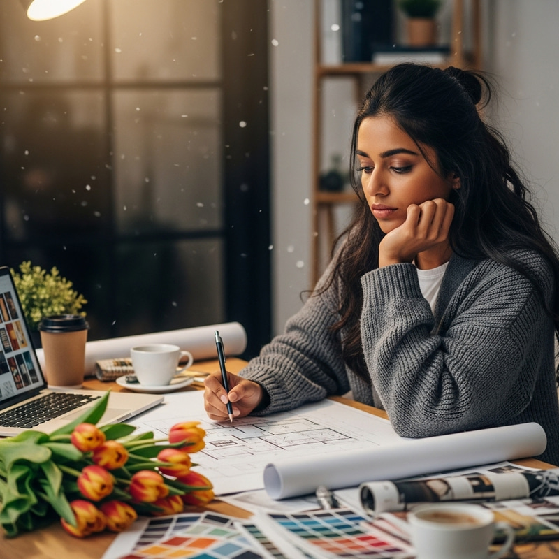 Bouquet of Tulips & South Asian Interior Designer | Fatigue & Dedication