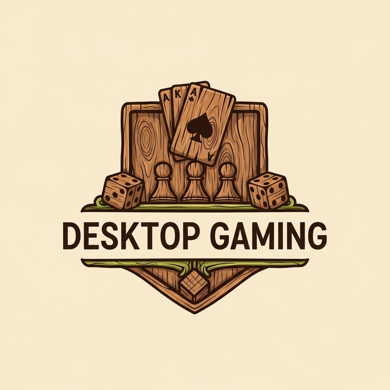 Vintage Wooden Gaming Logo Design for Desktop Games Vintage Wooden Gaming Logo Design for Desktop Games