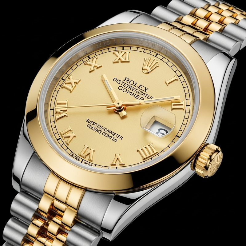 Luxury Rolex Wristwatch with Golden Bezel Luxury Rolex Wristwatch with Golden Bezel