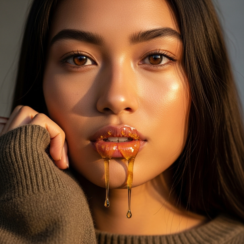 Radiant Woman with Honey Lips - Casual Beauty Radiant Woman with Honey Lips - Casual Beauty
