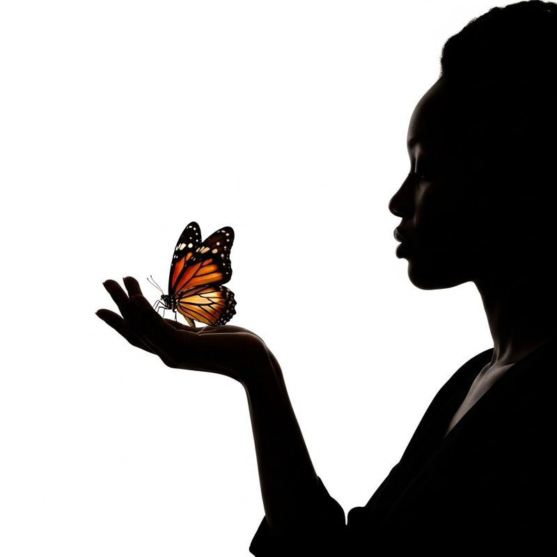 Empowering Black Woman: Survivor Silhouette with Butterfly