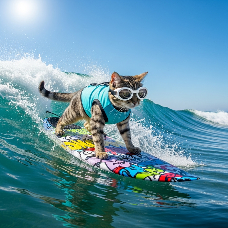 Surfing Cat: Conquering the Waves Safely Surfing Cat: Conquering the Waves Safely