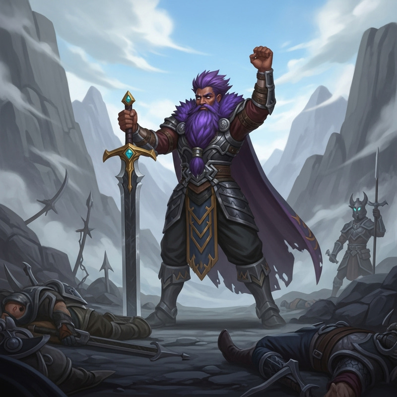 Epic Runescape Character in Battle-Torn Landscape Epic Runescape Character in Battle-Torn Landscape