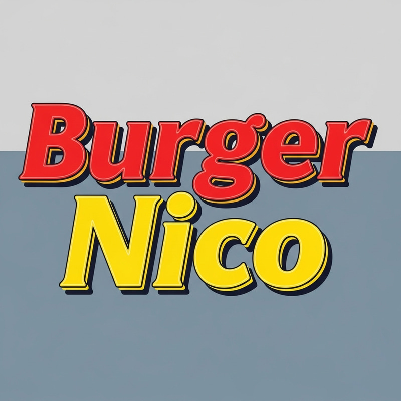 Burger Nico in Vector with Red & Yellow Colors Burger Nico in Vector with Red & Yellow Colors