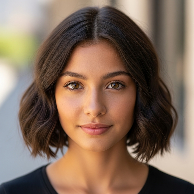 Brunette with Medium Wavy Hair and Tan Skin Brunette with Medium Wavy Hair and Tan Skin