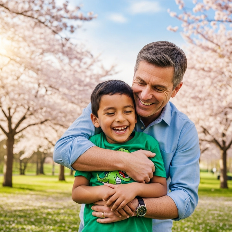 Embrace between Man and Young Boy Embrace between Man and Young Boy