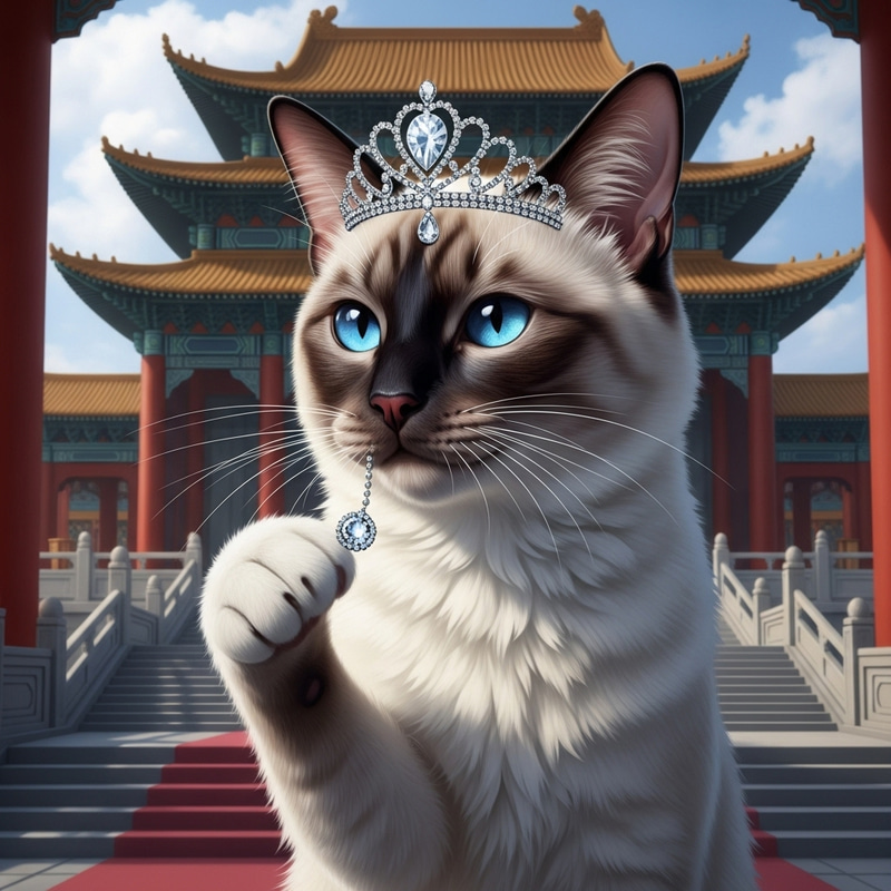 Asian Cat Princess: Regal Elegance in a Palace