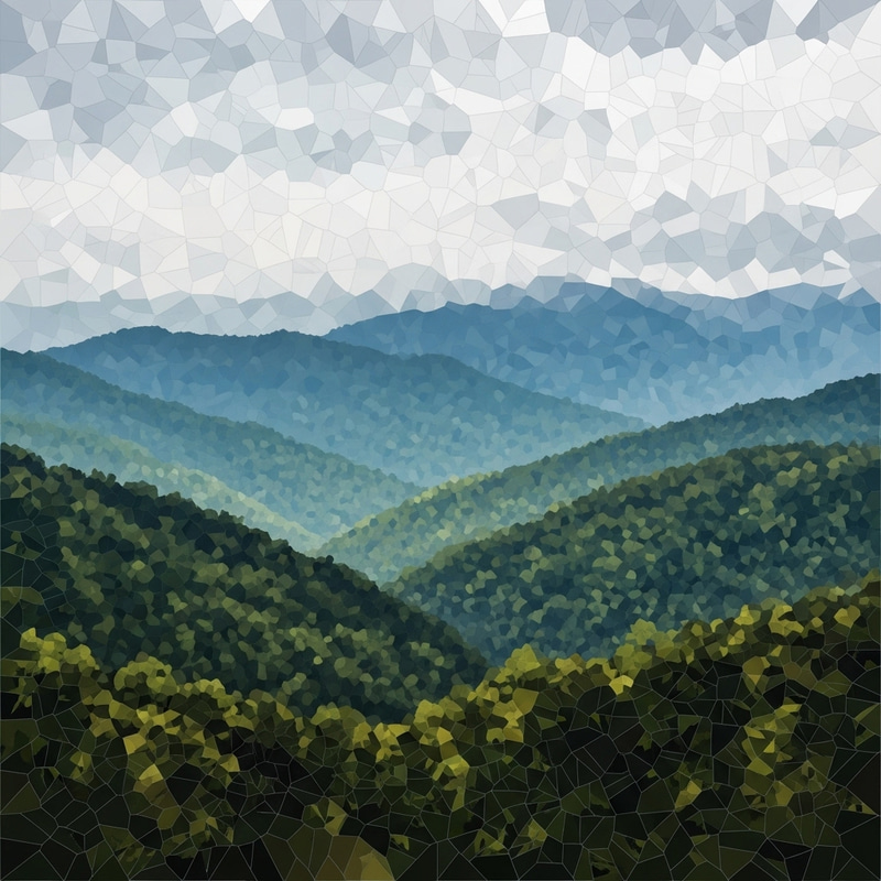 Abstract Mosaic of Smoky Mountains - 3D Geometric Landscape Art Abstract Mosaic of Smoky Mountains - 3D Geometric Landscape Art
