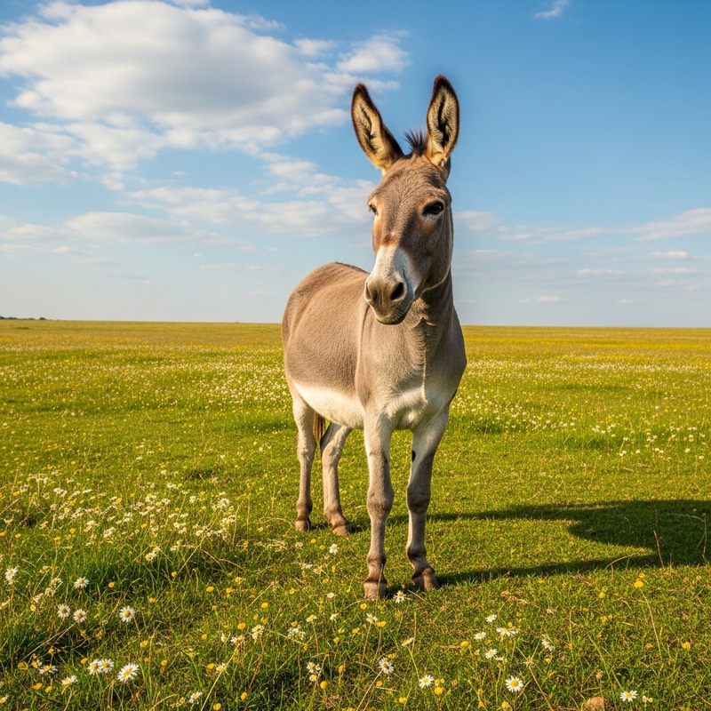 Graceful Donkey in a Serene Open Field Graceful Donkey in a Serene Open Field