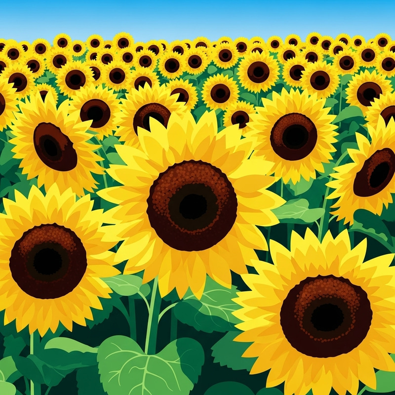 Captivating Sunflower Field - Whimsical Abstract Art