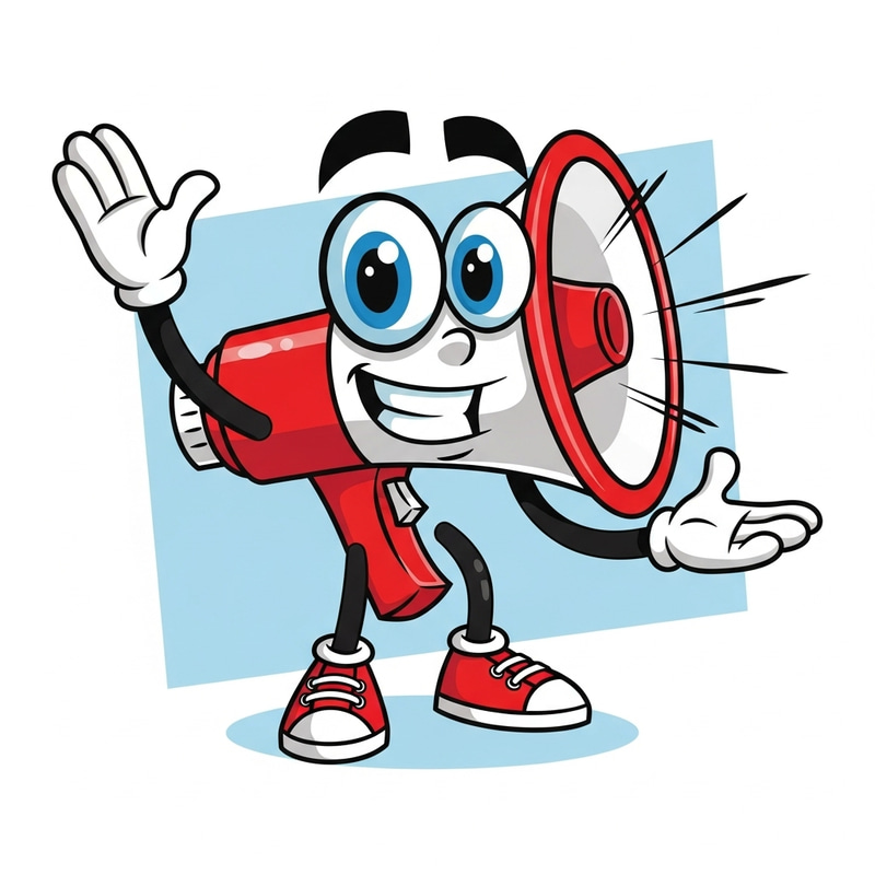 Fun Animated Megaphone Mascot