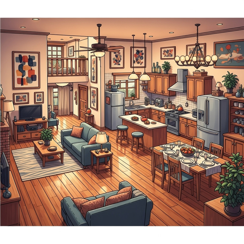 Cozy Home Interior with Spacious Living Room & Modern Kitchen Cozy Home Interior with Spacious Living Room & Modern Kitchen