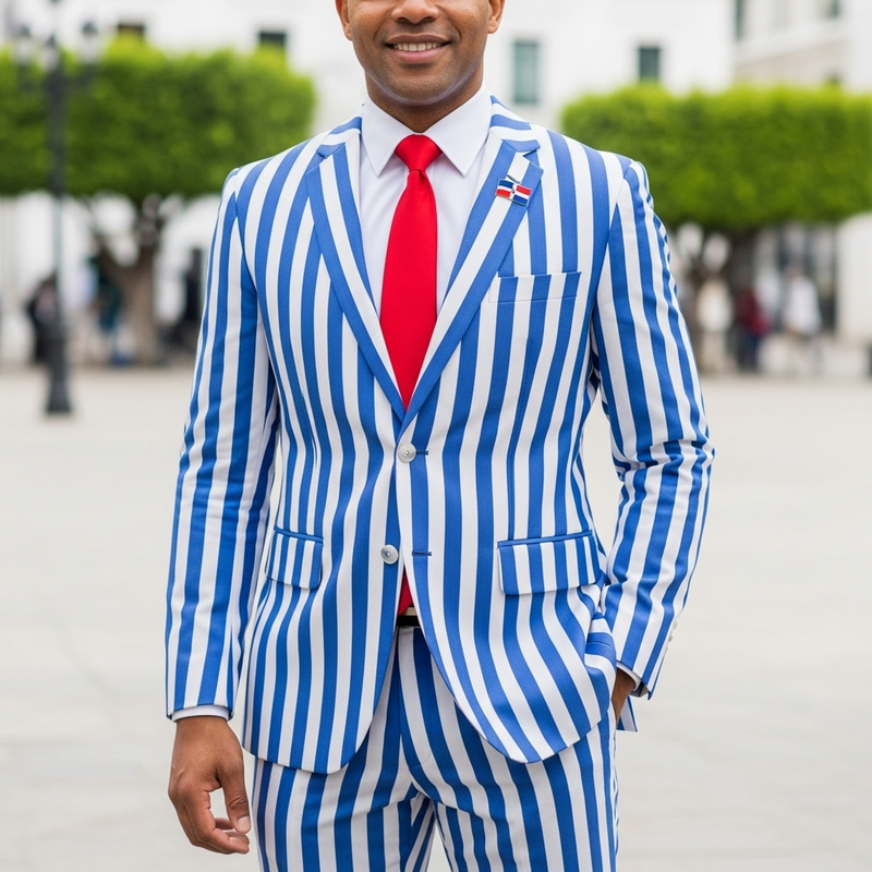 Dominican Republic Flag Inspired Men's Suit