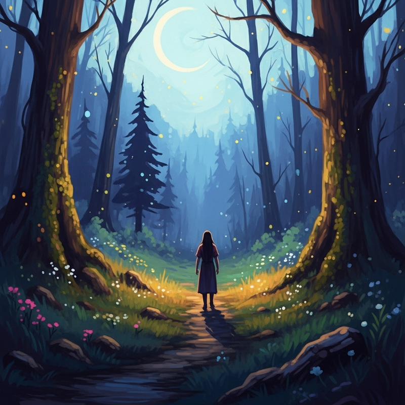 Mystical Forest Twilight Impressionism Landscape Art