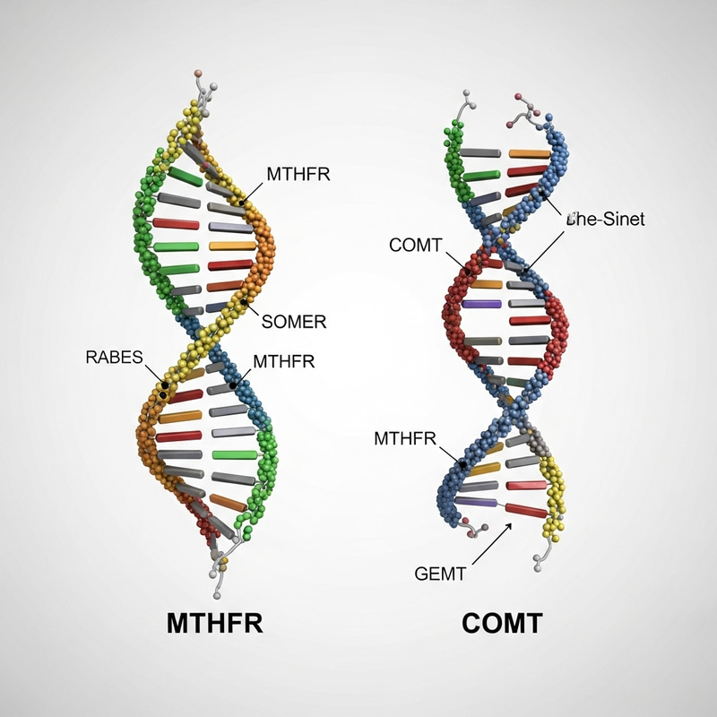 MTHFR and COMT Genes: Scientific Illustration MTHFR and COMT Genes: Scientific Illustration
