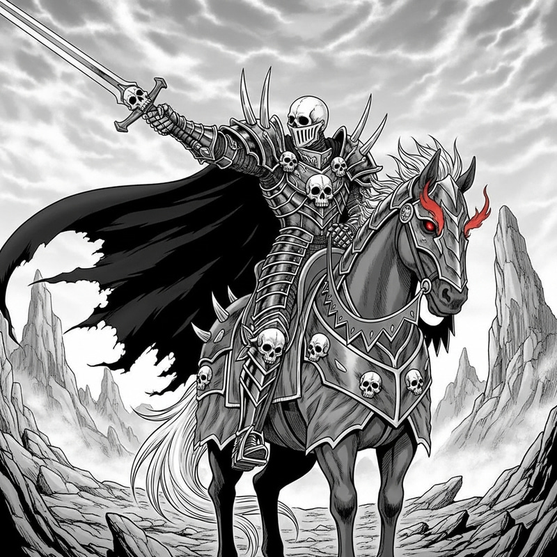 Berserker Skull Knight on Horse - Manga Art Berserker Skull Knight on Horse - Manga Art