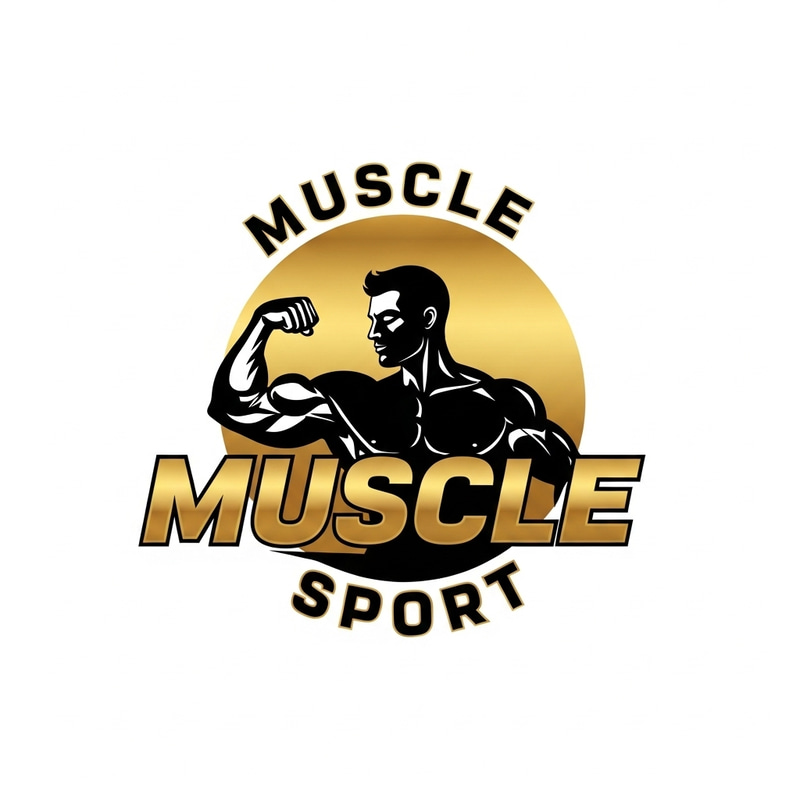 Muscle Sport Gym Logo Design | Gold & Black Muscle Sport Gym Logo Design | Gold & Black