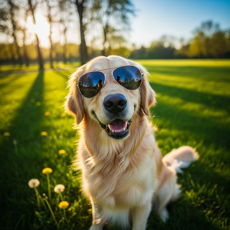 Stylish Dog in Glasses on Sunny Day Stylish Dog in Glasses on Sunny Day