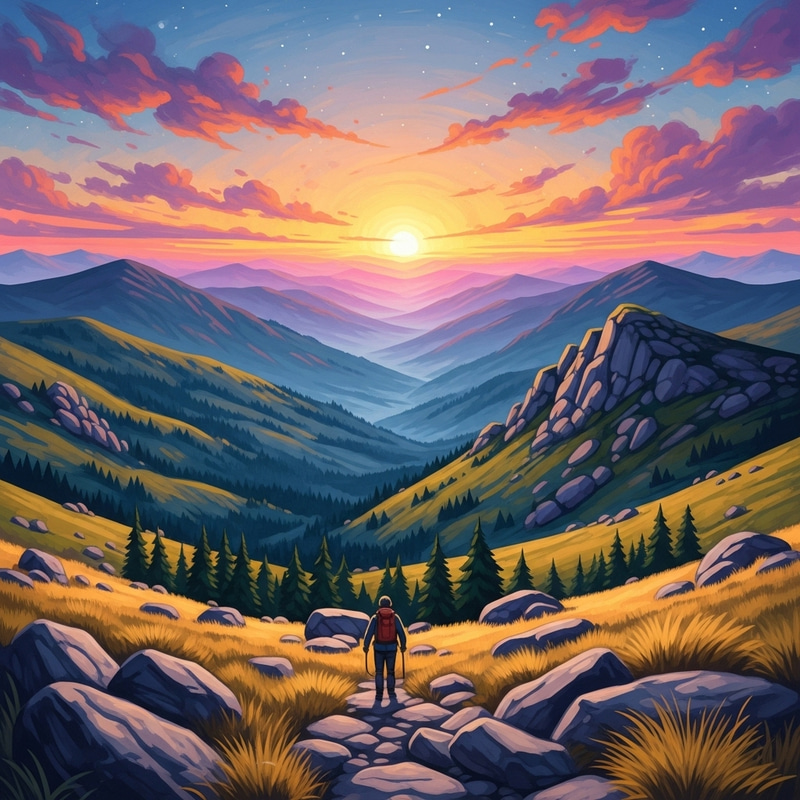 Tranquil Mountain Sunset Painting | Impressionist LandscapeArt