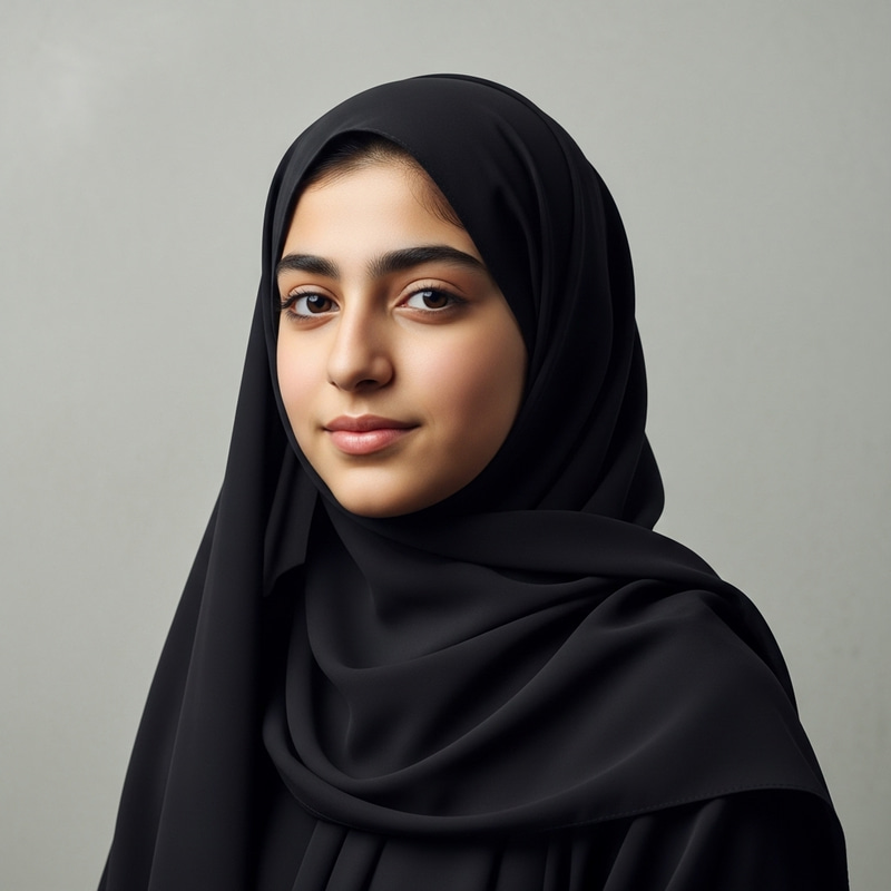 Middle-Eastern Girl in Black Hijab | Calm & Composed