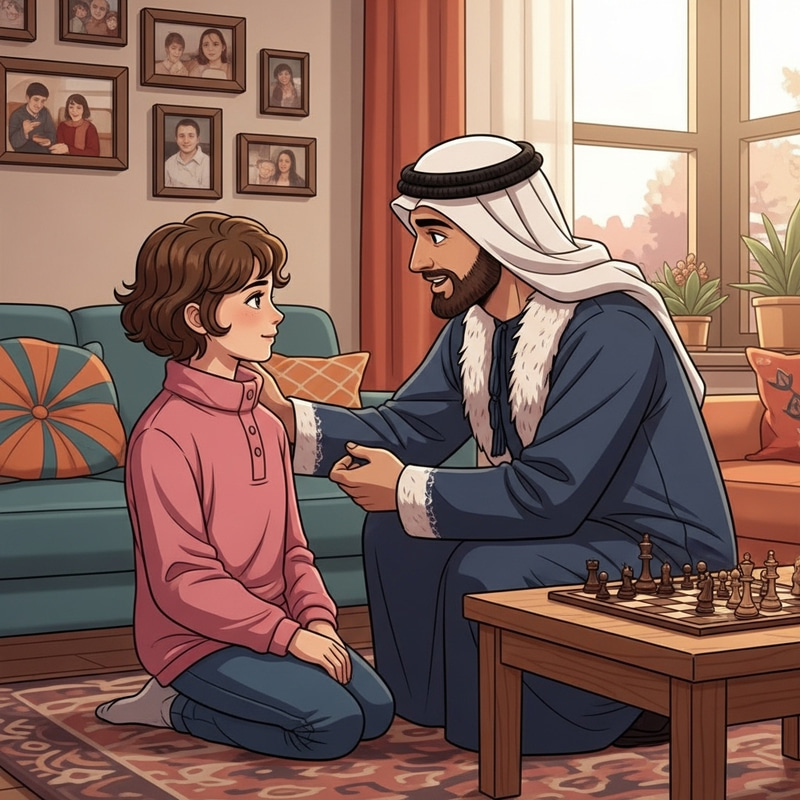 Father and Daughter: Tender Advice in a Cozy Setting Father and Daughter: Tender Advice in a Cozy Setting