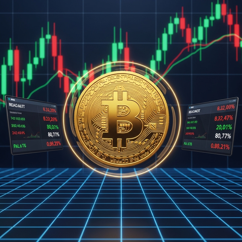 Bitcoin Stock Market Graph: Shiny Gold Coin with B Symbol