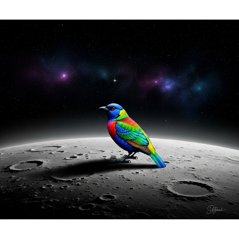 Bird on the Moon - Captivating Image