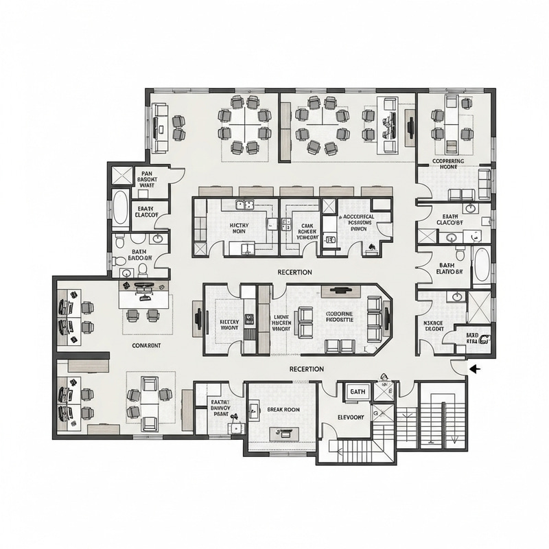 Office Floor Plan for Functionality, Collaboration, and Comfort | AI-Optimized Spaces Tailored to Specific Functions Office Floor Plan for Functionality, Collaboration, and Comfort | AI-Optimized Spaces Tailored to Specific Functions