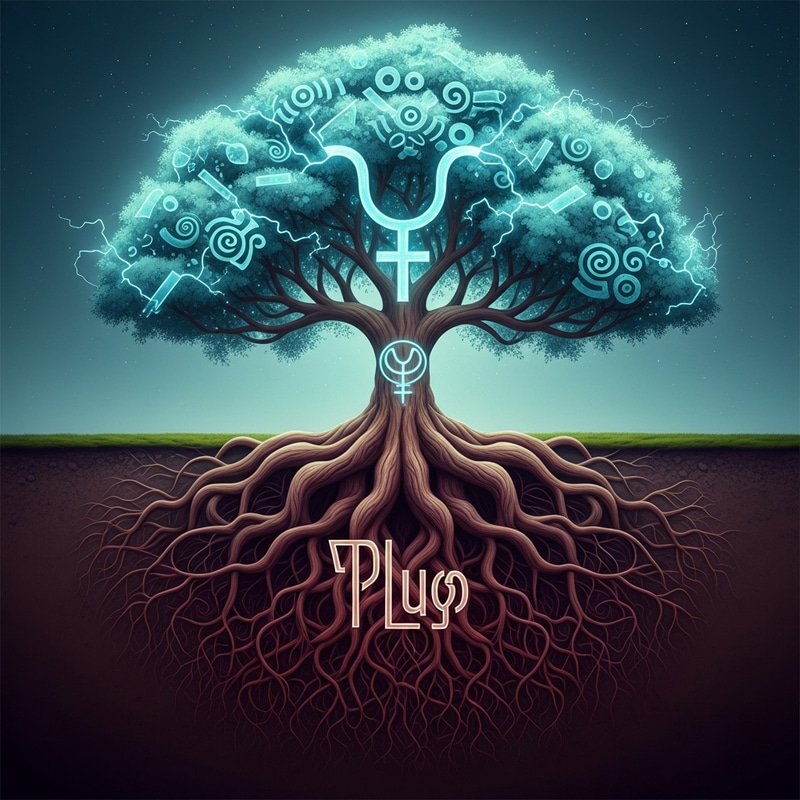 Futuristic Tree: Uranus Crown, Pluto Roots - Cosmic Energy Futuristic Tree: Uranus Crown, Pluto Roots - Cosmic Energy