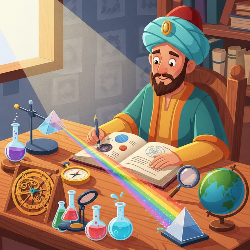 Islamic Scientist Cartoon: Ibn al-Haytham for Kids - Engaging Illustration