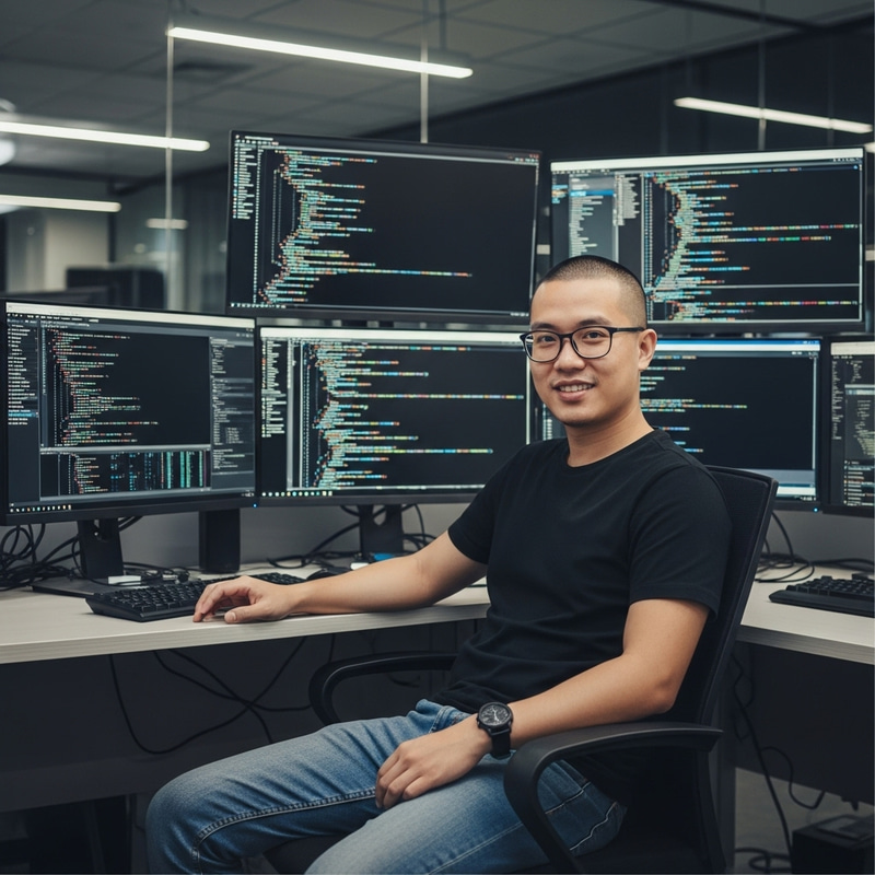 Charming Cartoon IT Specialist in Modern Office Charming Cartoon IT Specialist in Modern Office