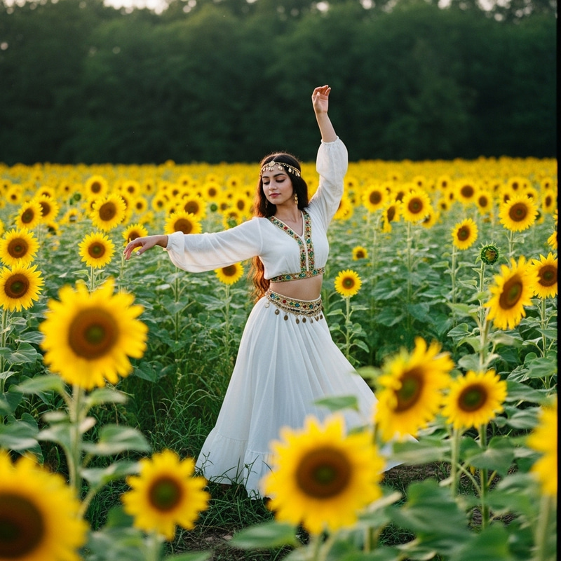 Graceful Dance in a Sunflower Field