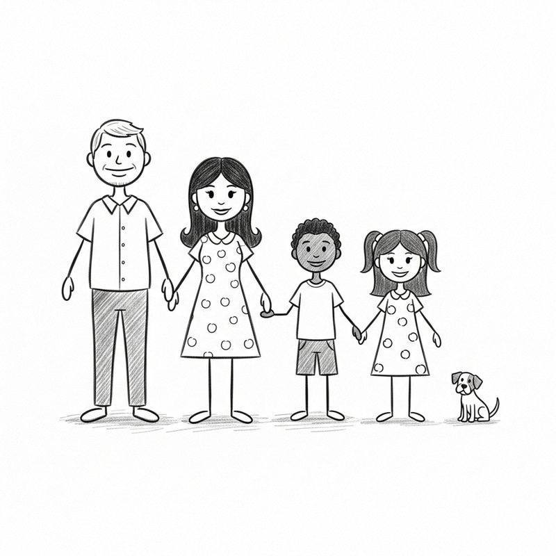 Stick Figure Family Drawing of Me, My Wife, Son, Daughter, and Dog Stick Figure Family Drawing of Me, My Wife, Son, Daughter, and Dog