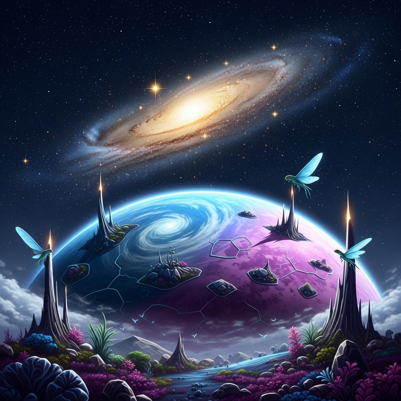 Alien World with Stellar Sky | Extraterrestrial Planets & Stars