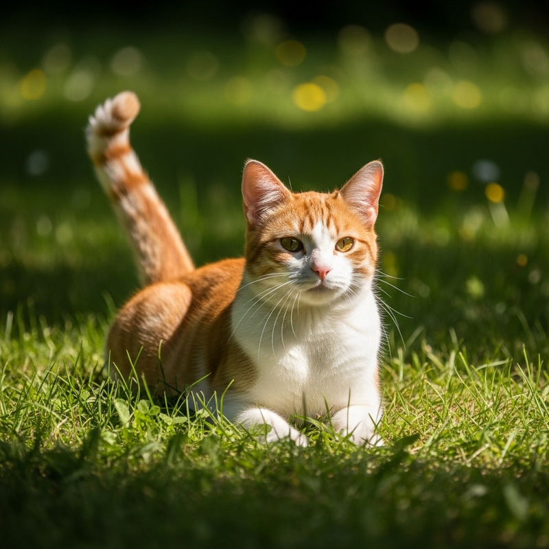 Charming Outdoor Cat Enjoying Sunlight