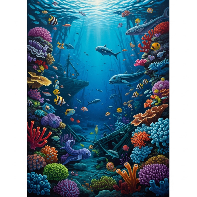 Hidden Wonders of the Depths | Marine Life Painting
