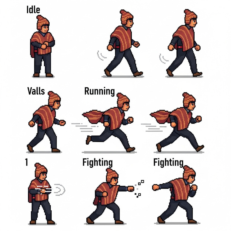 Bolivian 2D Pixel Art Character Animation Sprites Bolivian 2D Pixel Art Character Animation Sprites