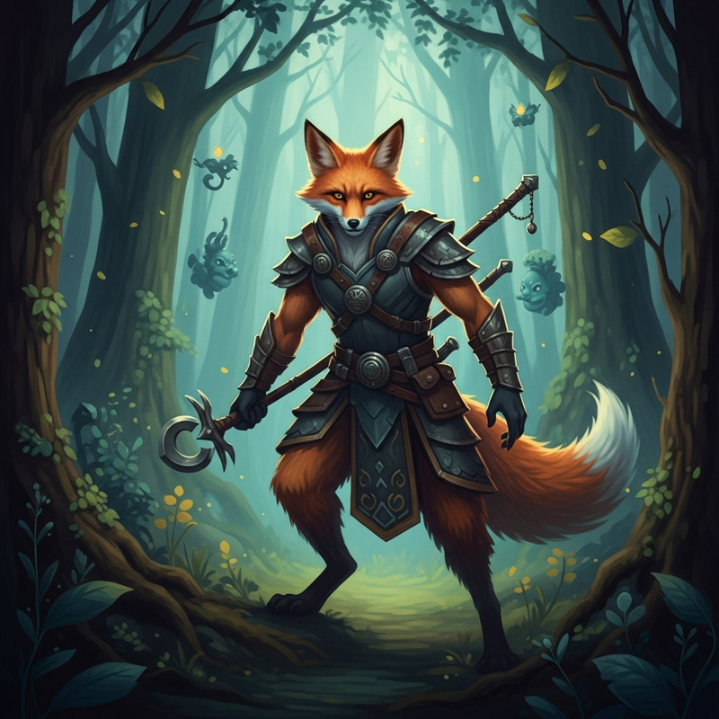 Mythical Fox-Man in a Mystical Forest Mythical Fox-Man in a Mystical Forest