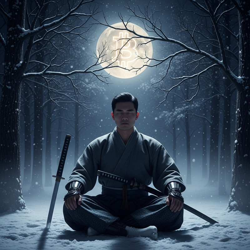 Samurai Meditation in a Winter Midnight Forest Samurai Meditation in a Winter Midnight Forest