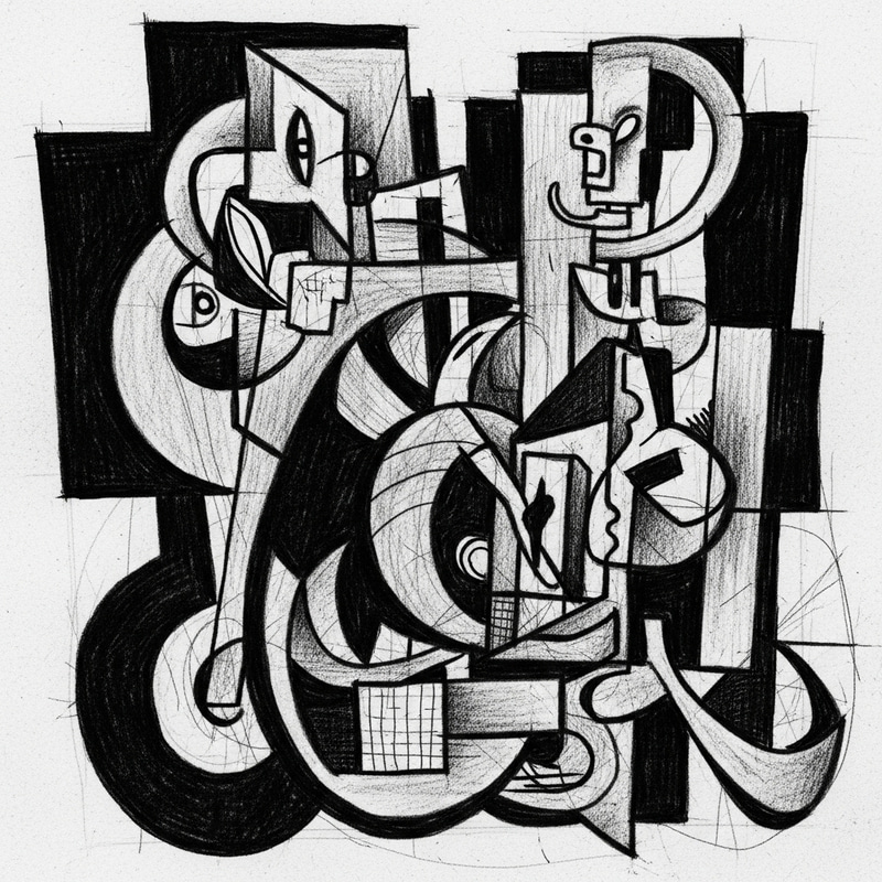 Mysterious Black and White Art in Oksana Viktorova Style