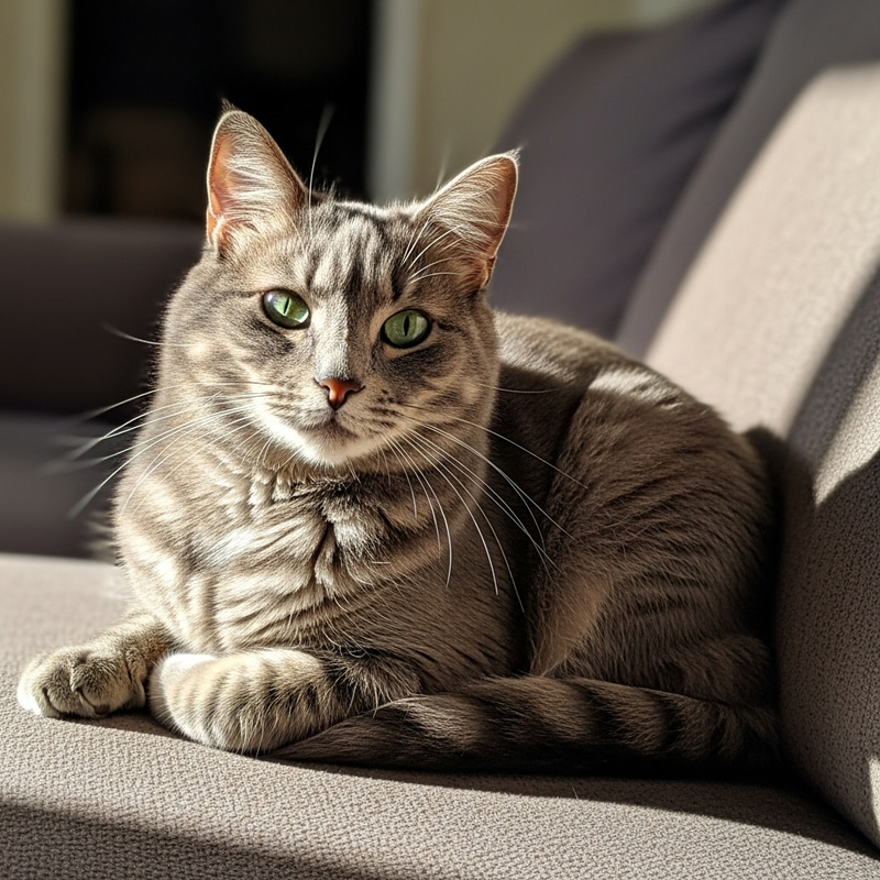 Adorable Cat Relaxing on Couch