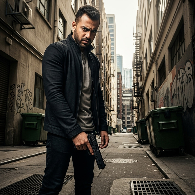 Mysterious Gunman - Urban Action Scene