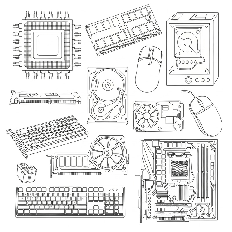 Printable Computer Parts Coloring Page Printable Computer Parts Coloring Page