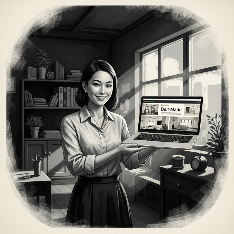 Positive Interior Designer in Vintage Black-and-White Poster