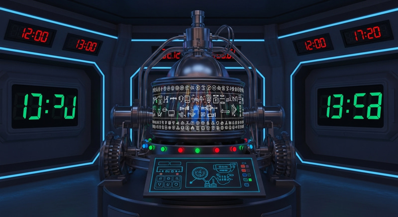 Intricate Realistic Time Machine in a Futuristic Room Intricate Realistic Time Machine in a Futuristic Room