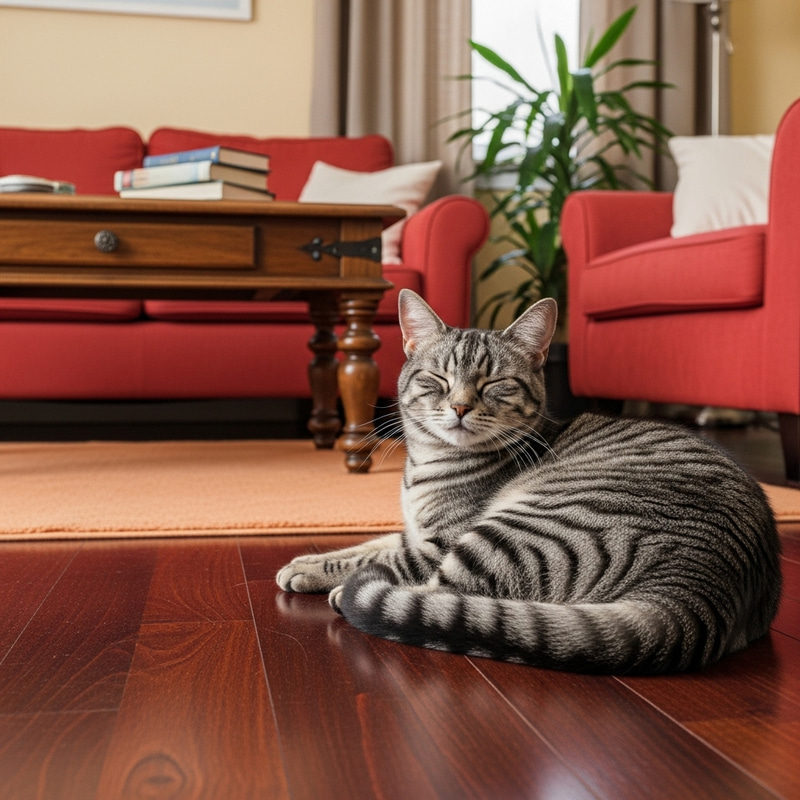 Beautiful Domestic Cat in Cozy Living Room Beautiful Domestic Cat in Cozy Living Room