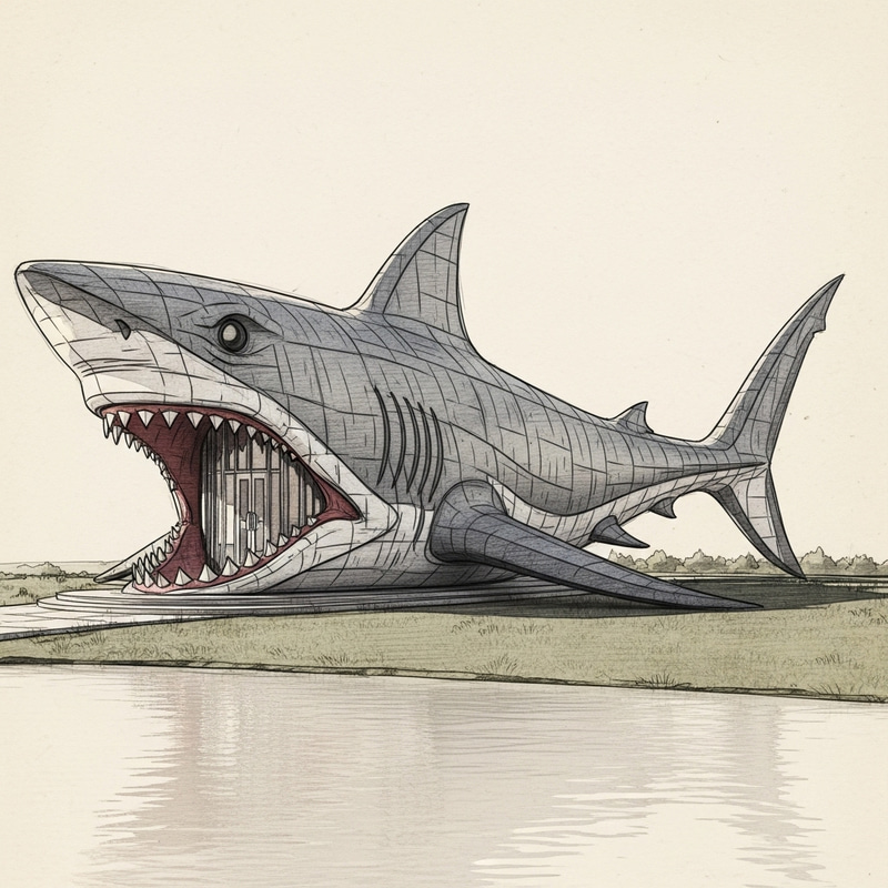 Shark Pavilion Art Drawing: Captivating Architectural Design Shark Pavilion Art Drawing: Captivating Architectural Design