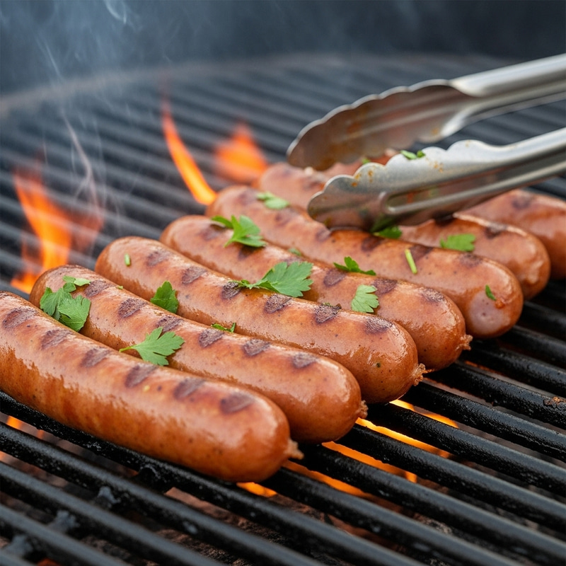Succulent Grilled Sausages on BBQ Succulent Grilled Sausages on BBQ